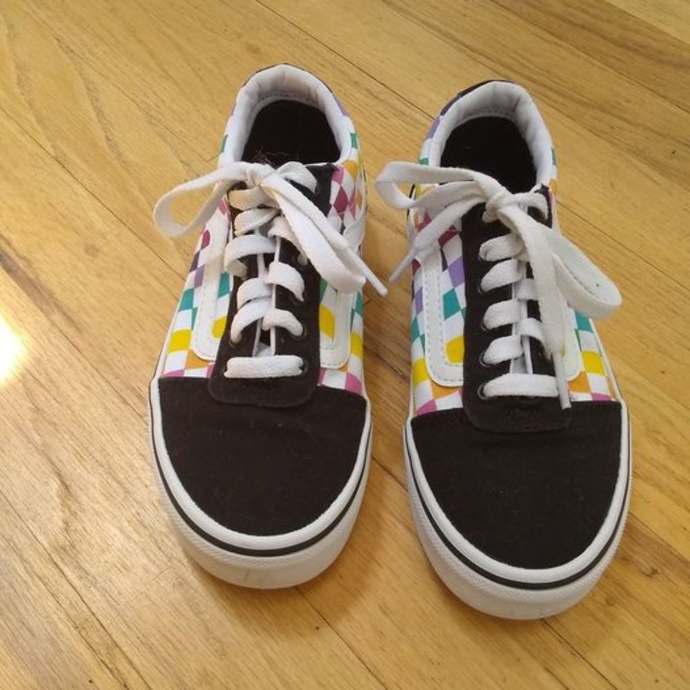 Childrens Multi-Colored Checkered VANS